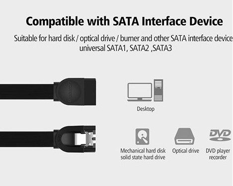 UGREEN SATA 3 Data Cable 0.5m (Black)