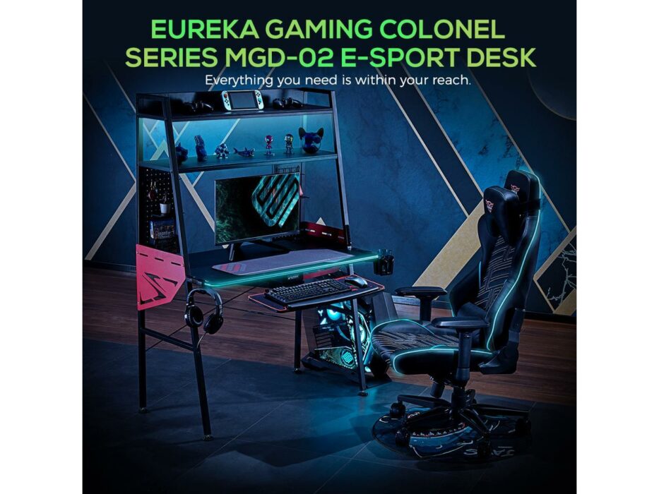 Eureka MGD-02 E-sport Desk with RGB Fiber Optic Lighting
