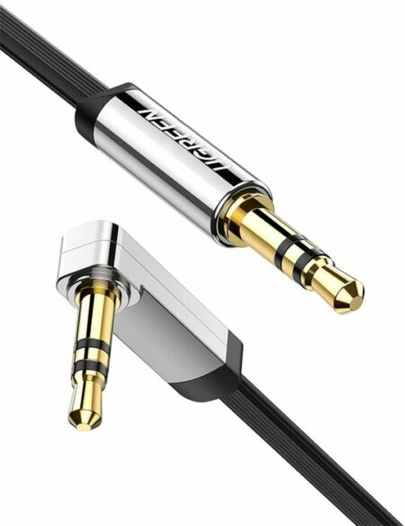 UGREEN 3.5mm Male to 3.5mm Male Straigth to ANGLE FLAT Cable 2m (Black)