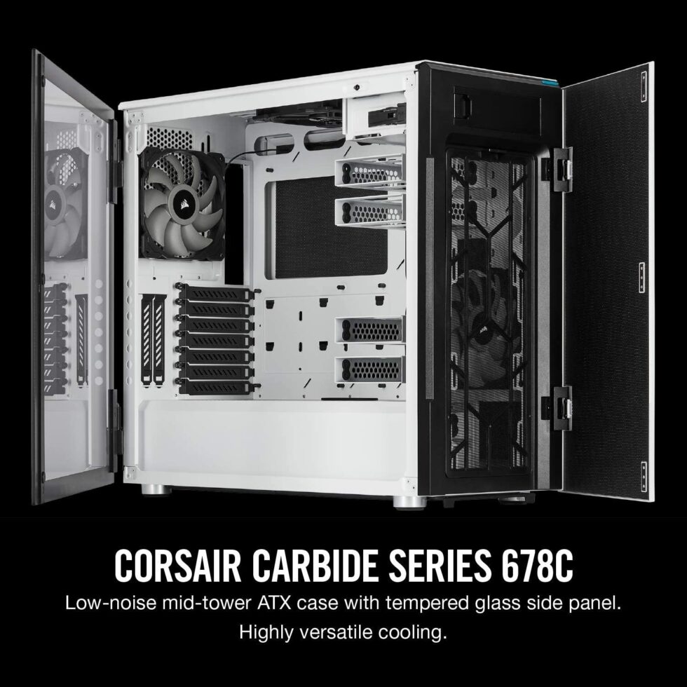 Corsair Carbide Series 678C Low Noise Tempered Glass ATX Case, White