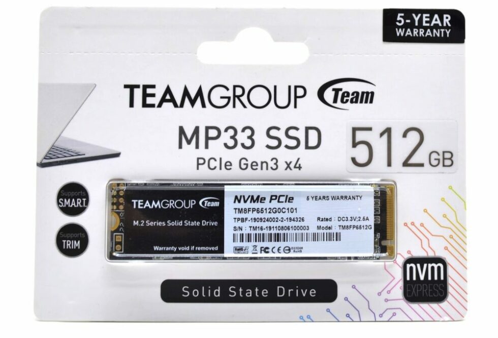 TEAM M.2-2280 PCI-E Gen3x4 MP33 128GB RETAIL TM8FP6128G0C101