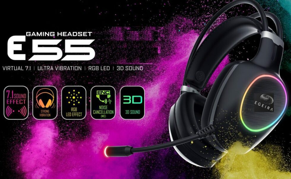 Egeira E55 Gaming Headset Virtual 7.1/RGB LED/3D Sound
