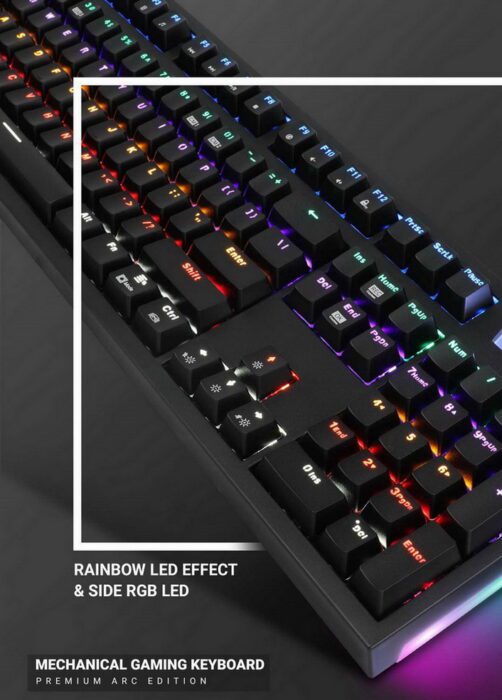Egeira Colorful LED Lighting/Side LED/Acrylic Design Gaming Keyboard-EGEIRA-KB-E666-BK-OTBL