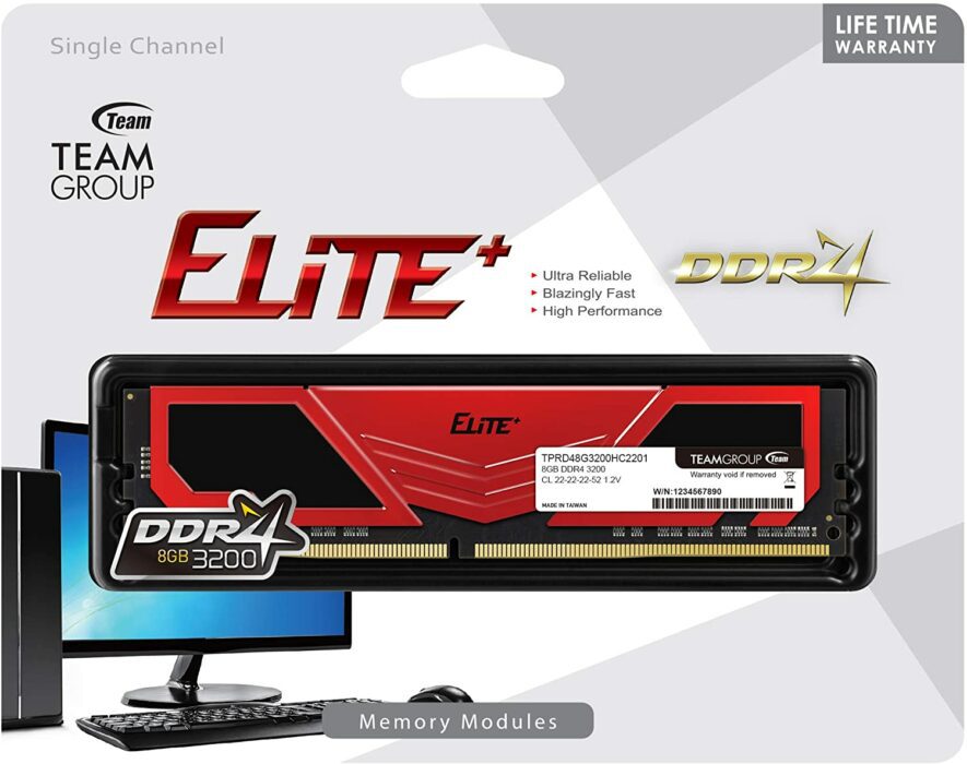 TeamGroup ELITE PLUS 8GB DDR4-3200 MEMORY (RED)