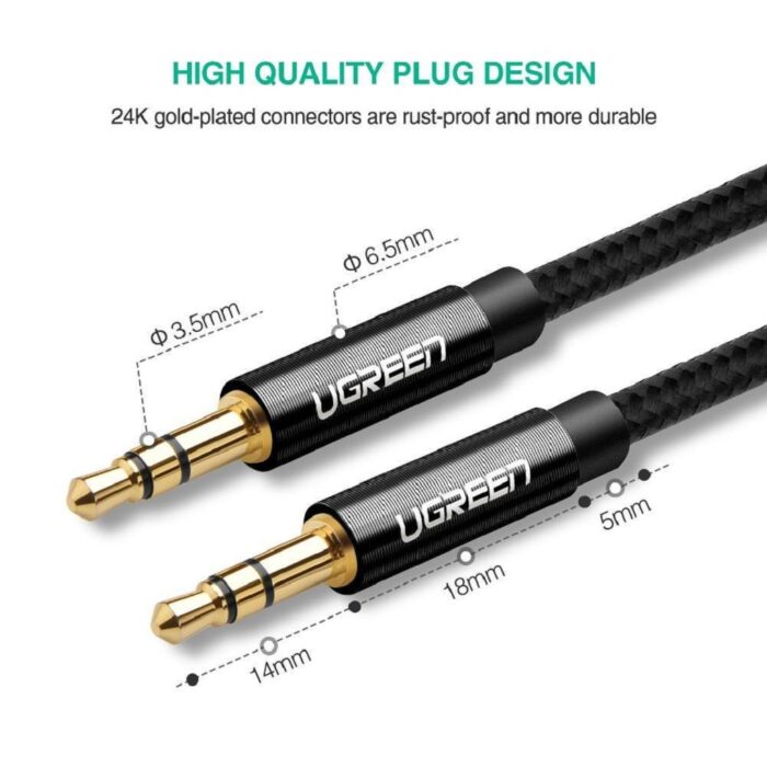 UGREEN 3.5mm Male to 3.5mm Male Cable 2m (Black)