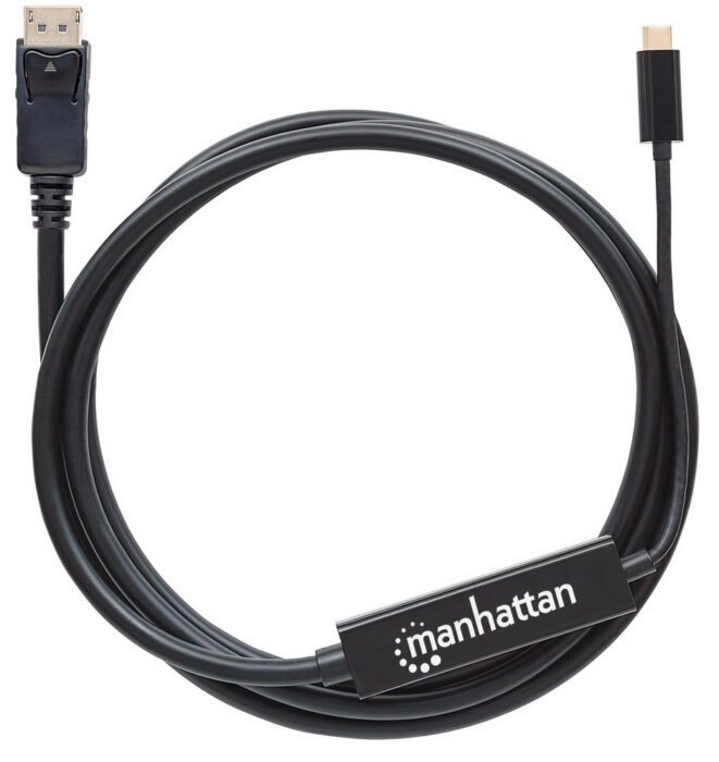 Manattan Cable, USB Type-C-Male/ DisplayPort-Male, 2m, Black, Polybag-152464