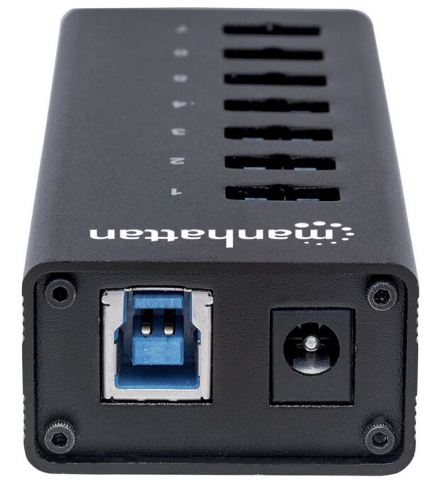 Manattan USB Hub, USB 3.0, 7 Ports, Black Retail Box-163750