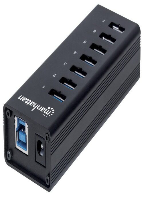 Manattan USB Hub, USB 3.0, 7 Ports, Black Retail Box-163750