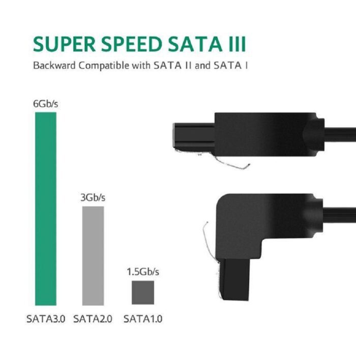 UGREEN Angled SATA 3 Data Cable 0.5m (Black)