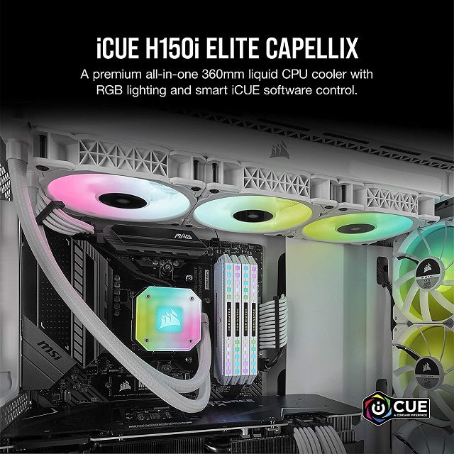 Corsair CPU Cooler iCUE H150i ELITE White 60051-WW